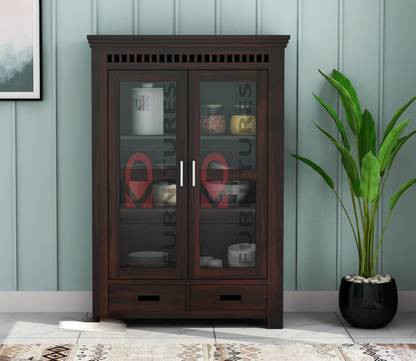 Krishna Wood Decor Solid Sheesham Wood Kitchen Cabinet With Multiple Shelves For Kitchen/ Storage | Solid Wood Kitchen Cabinet
