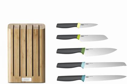 Joseph Joseph 5 Pc Stainless Steel, Bamboo Knife Set Elevate Bamboo 5-pieceknife set with slimline bamboo block For thinKitchen