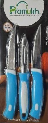 Worldwide e-Mart 3 Pc Plastic, Stainless Steel Knife Premium 2Pc Sharp Knife And 1 Pc Peeler Kitchen Tool Set