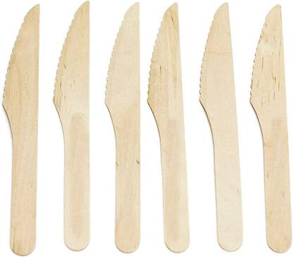 Raga Plus 100 Pc Wood Knife Set Disposable Biodegradable Wooden Knives |Pack of 100| 160 MM (16 CM)