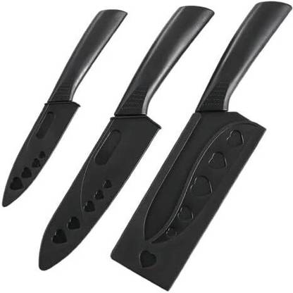 Yaadgar 3 Pc Stainless Steel Knife Set with Ergonomic Handle for Home Kitchen and Restaurant (Dark)