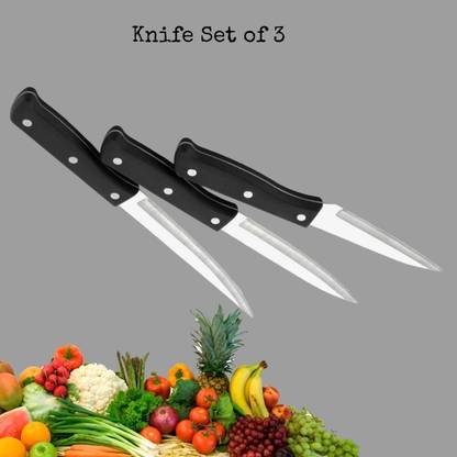 AIROMOON 1 Pc Stainless Steel Knife Set Black Stainless Steel Knife set of 3 Multipurpose pack of 1_234