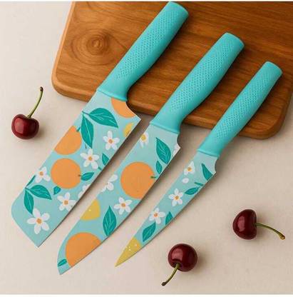 YELONA 3 Pc Stainless Steel Knife Set High Carbon SS Ultra Sharp Butcher, Meat, Pairing, Vegetable Knife for Kitchen