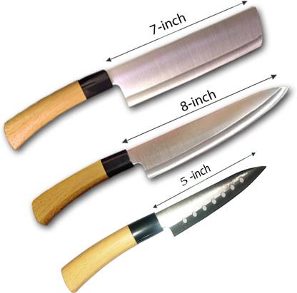 ifrazon 3 Pc Stainless Steel Knife High Quality Long Lasting Sharp, Chopper, Chef, Vegetable Knife
