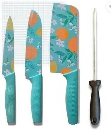 YELONA 3 Pc Stainless Steel Knife Set Printed SS Ultra Sharp Butcher, Meat, Pairing, Vegetable for Kitchen