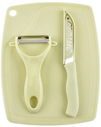 Viv 2 Pc Plastic Knife Set Kitchen Knives (Creamy Green with Peeler)
