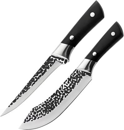 Captoola 2 Pc Carbon Steel Knife Set Captoola Cleaver Chopping Chef Butcher Knife Boning Knife ABS Handle