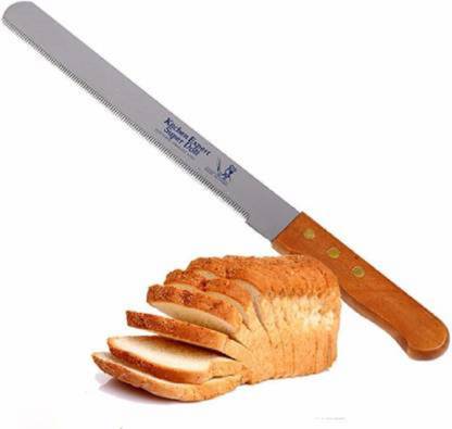 AL ATASH 1 Pc Steel Knife Bread Knife Wide Teeth Wooden Handle Cake Knife Multiform Bread Knife Stainless Steel Serrated Bread Slicer Knife Steel Knife - 8 Inch Plastic Knife (Pack of 1)