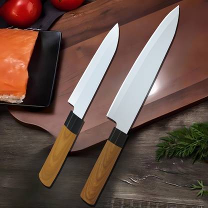 Arrier 2 Pc Stainless Steel Knife Set Premium Knife Set, Chef Knife & Paring Knife Ultra-Sharp Nonslip handle (Brown)