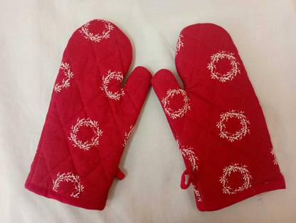 MKV Red Cotton Kitchen Linen Set