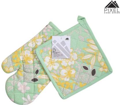 Pixel Home Blue, Multicolor Cotton Kitchen Linen Set