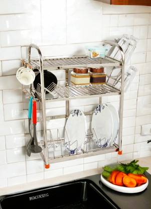 Amol Utensil Kitchen Rack Steel Premium Stainless steel Dish / Utensils / Vessels / Wall Mount / Kitchen Organizer Stand