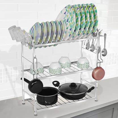 HOMIFY Utensil Kitchen Rack Steel Rack Wall Mount Kitchen Utensils Dish Rack Dish Stand/Holder (24 x 21)