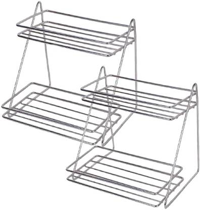 LEOPAX Containers Kitchen Rack Iron 2 Layer L-Shape Kitchen Storage Shelf Organizer Multipurpose Utensil Holder Rack