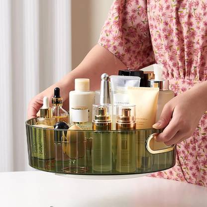 Clefairy 360 °Rotating Lazy Susan Organizer Makeup Organizer Travel Jewelry Organizer Vanity Box