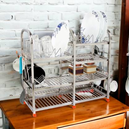 Amol Utensil Kitchen Rack Steel Premium Stainless Steel Dish / Wall Mount / Utensils / Table top / Vessels Kitchen Organizer Rack