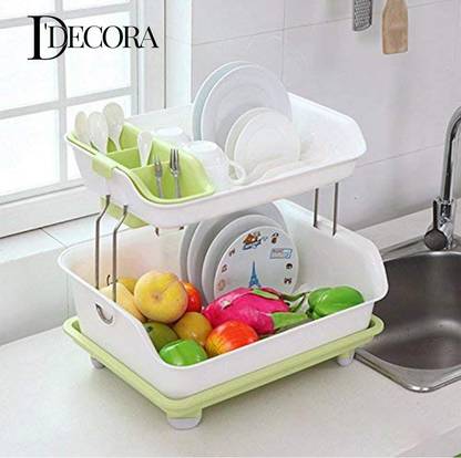 DDecora Dish Drainer Kitchen Rack Plastic
