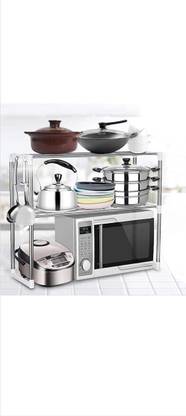 MANTRATRENDZ Utensil Kitchen Rack Steel Mantratredz utensils adjustable microwave oven rack stand steel