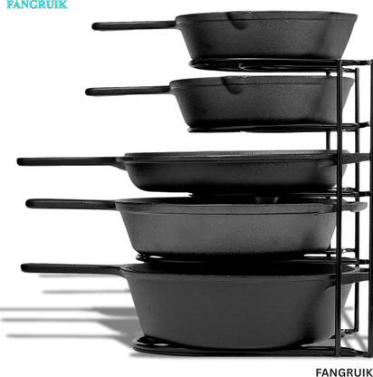 Fangruik Utensil Kitchen Rack Iron Adjustable Iron Kitchen Storage Rack Stand for Pots, Pans, and Plates