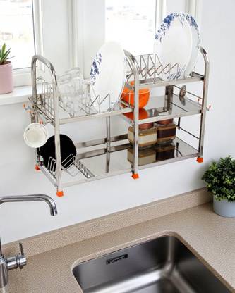 Amol Utensil Kitchen Rack Steel Premium Stainless Steel Utensils / Glass / Vessels / Crockery / Organizer / Dish / Wall Mount / Kitchen Accessories Stand