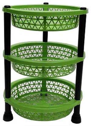 UnityEcom Fruits/Vegetables Kitchen Rack Plastic Plastic Vegetable Trolley Rack for Kitchen Storage Vegetable Organizer, 3 Tier