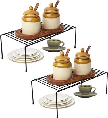 Stainex Containers Kitchen Rack Steel /Storage Organizer/Household Shelves/Counter Top Rack/Cabinet Shelf (Pack Of 2)