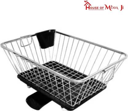 House of Moda Ji Dish Drainer Kitchen Rack Steel Stainless Steel Dish Drainer Basket for Kitchen Utensils Large Basket