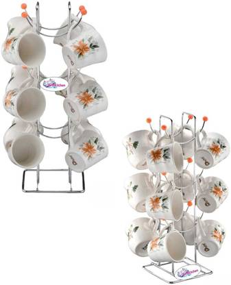 GRIDKITCHEN Pack of 2 Stainless Steel Stainless Steel Pack of 2 Smile Cup Combo Tea & Coffee Mug Holder