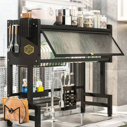 GMG Dish Drainer Kitchen Rack Carbon Steel Kitchen Dish Drainer Storage Rack