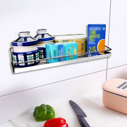 SF - Stick Fast Containers Kitchen Rack Steel Self Adhesive Series - Stainless Steel Storage Organizer Wall Mount Shelf Rack