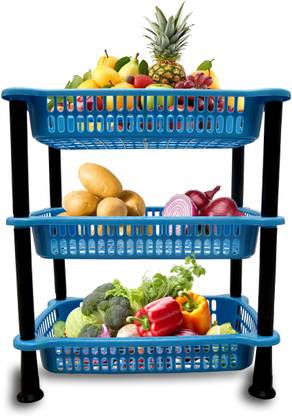 Pipasa Plastic Multipurpose Vegetable Rack for Kitchen | Veg Rack - 3 Layer space saver, vagetable trolley, fruit basket Vanity Box
