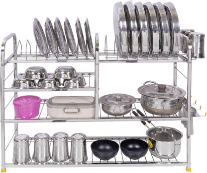 logenta Utensil Kitchen Rack Steel Heavy Material Kitchen Dish Rack | Plate Cutlery Stand | Kitchen Utensils Rack | Modern Kitchen Storage Stainless Steel Rack (24 x 30) INCH