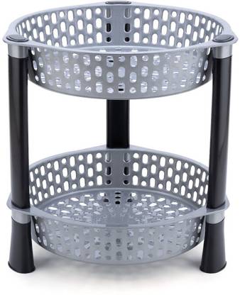 Shypram Fruits/Vegetables Kitchen Rack Plastic Round Fruit/Veg Rack: Plastic 3-Layer Multipurpose Shelf Basket