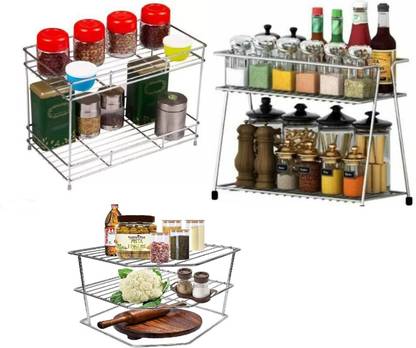 Somkala Containers Kitchen Rack Steel Presents a combo pack of spice + corner