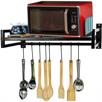 Iron Lands Containers Kitchen Rack Iron Wall Mount Microwave Oven Storage Stand Cooker Utensils Dish Shelf Organizer