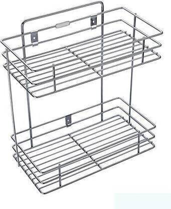 Vivek Sales Fruits/Vegetables Kitchen Rack Steel Multipurpose Storage Shelf/Triple Layer Stainless Steel Spice Rack Kitchen, Bathroom, Wall Mount Stainless Steel 2 Layer Kitchen Shelf Rack Stand, Spice Container Fruits/Vegetables Kitchen Rack (Steel)