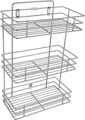 DREAMSVILLE Utensil Kitchen Rack Steel Storage Rack for Kitchen Organiser - Wall-Mounted 3 Level Organizer