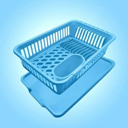 Neyu Dish Drainer Kitchen Rack Plastic 3 In 1 Large Sink Washing Basket With Tray | Khatli |