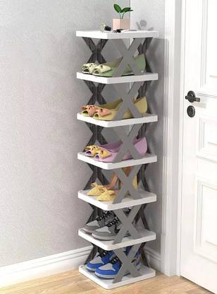 DEVKUVAR 6 Layer Folding Shoe Rack Stackable Shelf Space Lacrosse Shaft