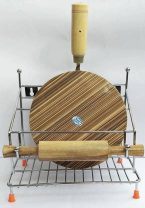 Standify Chakla/Belan Kitchen Rack Steel 5-in-1 Chakal Belan Tawa Chimta Lighter Stand