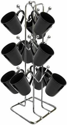 Soaring Cup Kitchen Rack Steel Stainless Steel V- Shape Cup Stand for 12 Cups Chrome Finish Cup Holder stand