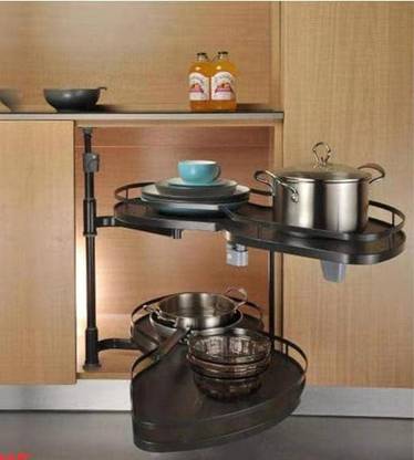 DBR Fruits/Vegetables Kitchen Rack Steel Modular Kitchen 2 Tires Soft Close Swing Tray/Magic Corner Pullout Storage