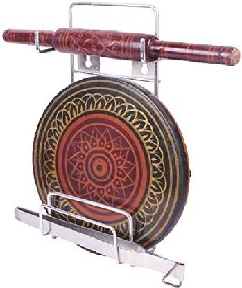 Zobby Chakla/Belan Kitchen Rack Steel 3 in 1 Chakla Belan Holder, Rolling Pin Board Holder Wall Mount Holde
