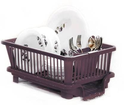 Flipkart SmartBuy Dish Drainer Kitchen Rack Plastic basket tray holder (khatli brown)