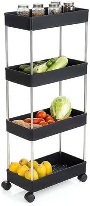 Prizam Dish Drainer Kitchen Rack Plastic Popular 4 Layer Plastic Portable Modern Fruit and Vegetable Trolley