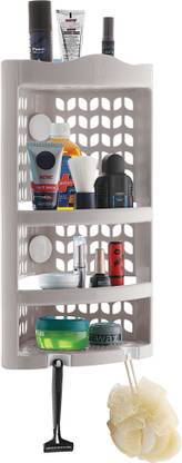 Flipkart SmartBuy Multi Purpose Plastic Corner Rack Storage Shelf for Kitchen/Living Room/Bathroom Plastic Wall Shelf