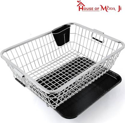 House of Moda Ji Dish Drainer Kitchen Rack Steel Stainless Steel Dish Drainer Basket for Kitchen Utensils Large Basket