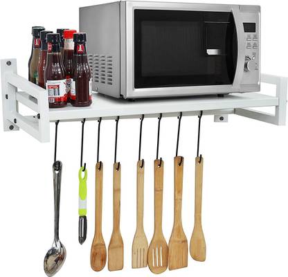 Livzing Containers Kitchen Rack Iron Wall Mount Microwave Oven Rack-kitchen rack-organizer-oven stand with Hooks