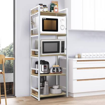 lukzer Utensil Kitchen Rack Wood 5 Layer Multipurpose Stand for Kitchen Space Saving Storage Organizer Rack Shelf