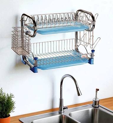 Amol Dish Drainer Kitchen Rack Steel Premium Stainless Steel Utensils Stand | Wall Hanging| Kitchen Stand